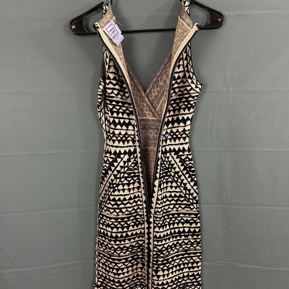 Herve Leger Dress XS Veroni Tank Knit Black Geometric Party Cocktail Dressy Chic - Picture 7 of 12